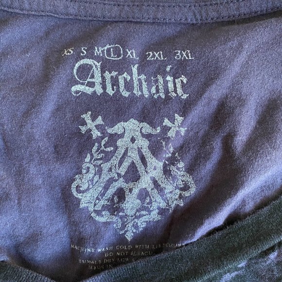 Archaic by Affliction Free Air Y2K Tattoo Graphic Eagle US Flag Grunge Top-L - Picture 13 of 15